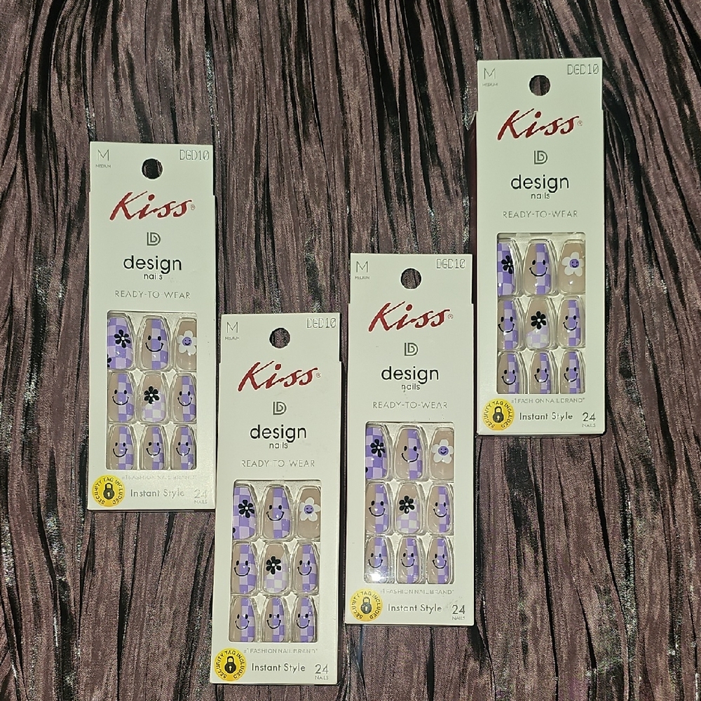 NEW Kiss Kids Nail Art Set - Purple and White and Black and White Medium